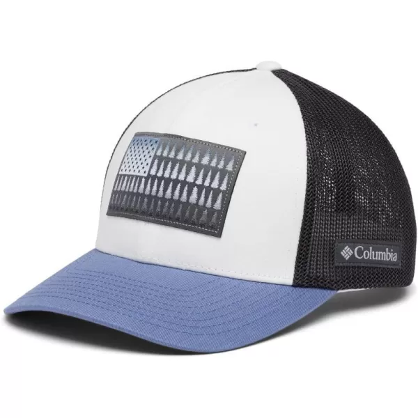 imageColumbia unisexadult Tree Flag Mesh Ball Cap  High CrownWhiteSharkBluestone