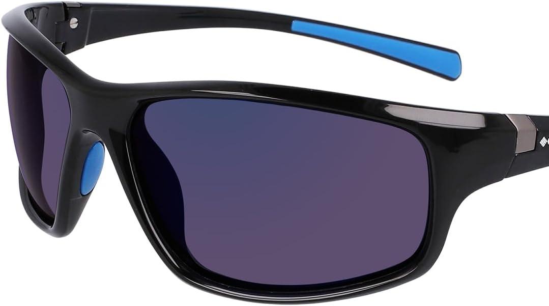 imageColumbia Mens Slick Creek Rectangular SunglassesShiny Black  BlueBlue Mirror