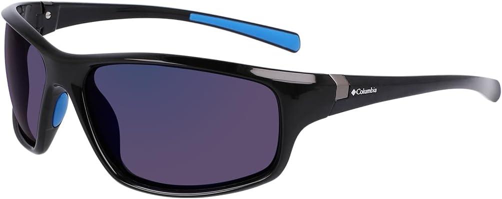 imageColumbia Mens Slick Creek Rectangular SunglassesShiny Black  BlueBlue Mirror