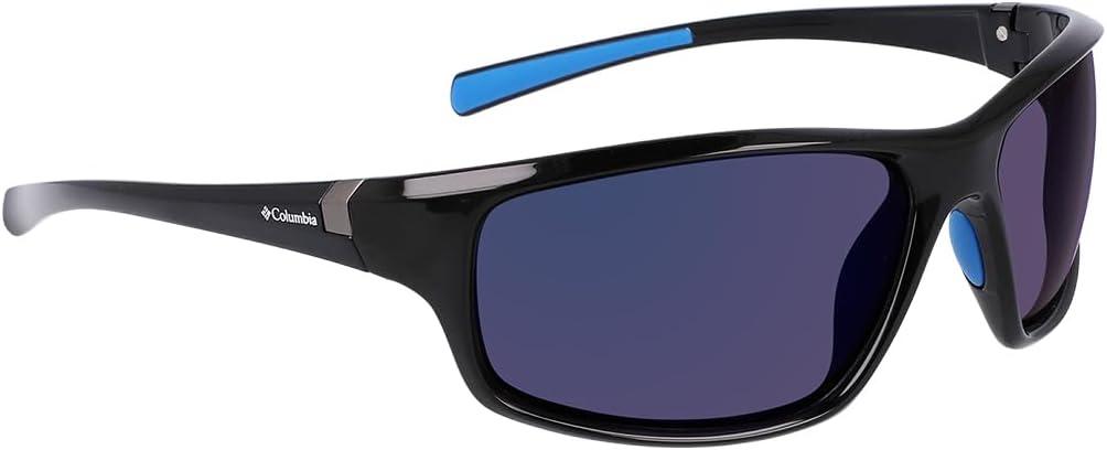 imageColumbia Mens Slick Creek Rectangular SunglassesShiny Black  BlueBlue Mirror