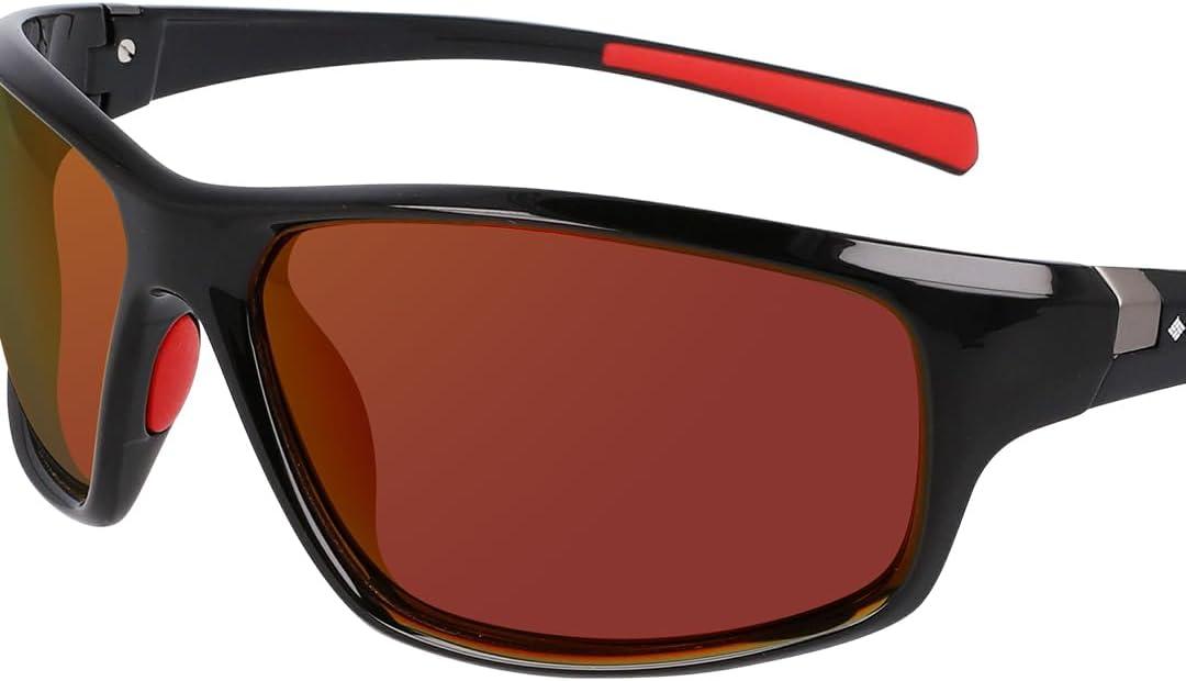 imageColumbia Mens Slick Creek Rectangular SunglassesShiny Black  RedOrange Revo