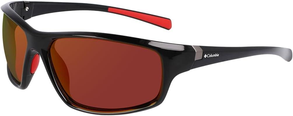 imageColumbia Mens Slick Creek Rectangular SunglassesShiny Black  RedOrange Revo