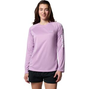 imageColumbia Womens Standard Super Tidal Tee Vent Long SleeveHydrangea HeatherWhite Logo