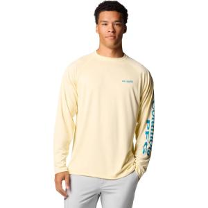 imageColumbia Mens PFG Terminal Tackle Long Sleeve ShirtLemon WashBlue Echo Logo