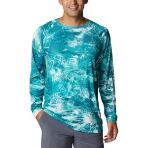 imageColumbia Mens Terminal Tackle PFG Triangle Long Sleeve ShirtElectric Turquoise Realtree Horizon
