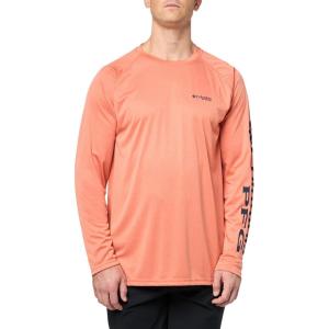 imageColumbia Mens Terminal Tackle PFG Triangle Long Sleeve ShirtFaded Peach HeatherCollegiate Navy Log