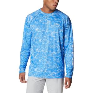 imageColumbia Mens Terminal Tackle PFG Triangle Long Sleeve ShirtHarbor Blue Contour Fish Print