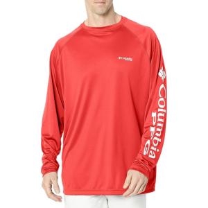 imageColumbia Mens Terminal Tackle PFG Triangle Long Sleeve ShirtRed HibiscusWhite Logo