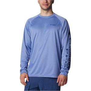 imageColumbia Mens Terminal Tackle PFG Triangle Long Sleeve ShirtViolet Sea HeatherCarbon Logo