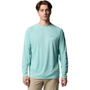 imageColumbia Mens Terminal Tackle Long Sleeve Fishing ShirtSpray HeatherBlue Echo Logo
