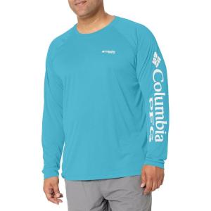 imageColumbia Mens Terminal Tackle PFG Triangle Long Sleeve ShirtAtoll HeatherWhite Logo