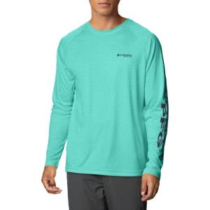 imageColumbia Mens Terminal Tackle PFG Triangle Long Sleeve ShirtBright Aqua HeatherColl Navy Logo