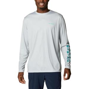 imageColumbia Mens Terminal Tackle PFG Triangle Long Sleeve ShirtCool GreyElectric Turquoise Realtree Horizon