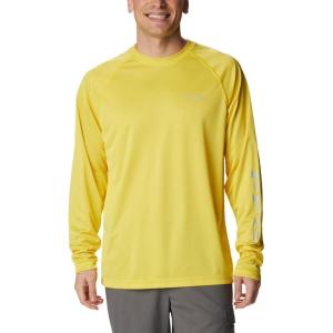 imageColumbia Mens Terminal Tackle PFG Triangle Long Sleeve ShirtLaser Lemon HeatherCool Grey Logo