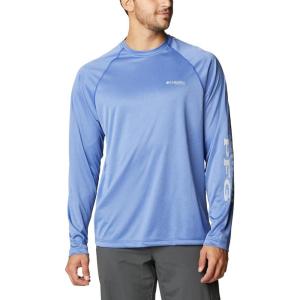 imageColumbia Mens Terminal Tackle PFG Triangle Long Sleeve ShirtTanzanite HeatherCool Grey Logo