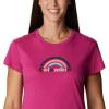 imageColumbia Womens Trek Short Sleeve Graphic TeeWild Fuchsia HeatherBlocked Rainbow