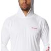 imageColumbia Mens PFG Terminal Tackle HoodieWhiteRed Spark Logo