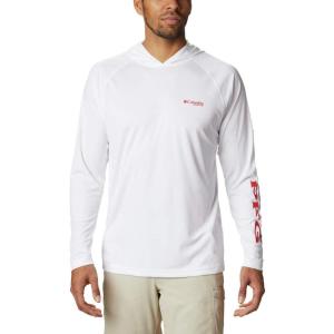 imageColumbia Mens PFG Terminal Tackle HoodieWhiteRed Spark Logo