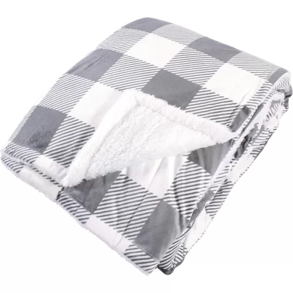 Gray Plaid Sherpa 50X60 Inch (Throw)