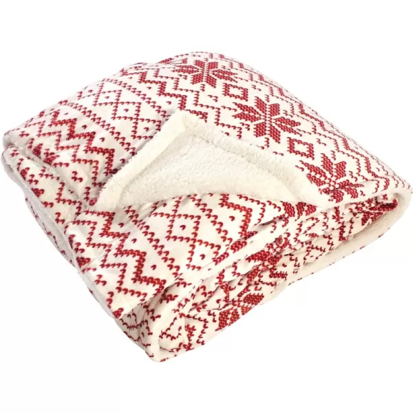 Red Fair Isle Sherpa 108X90 Inch (King)