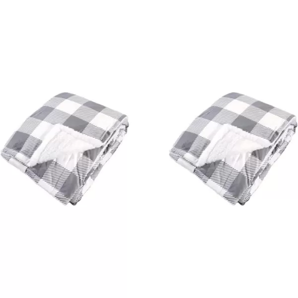 Gray Plaid Sherpa 50X60 Inch (Throw) (Pack of 2)