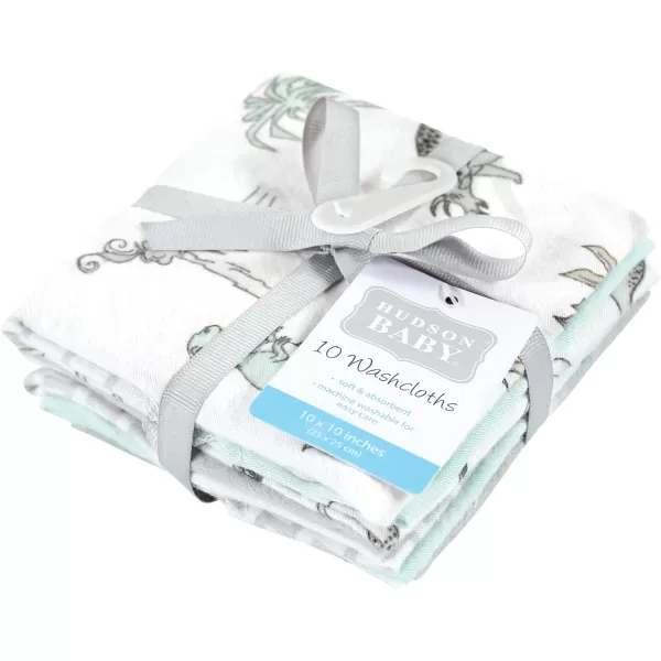 Hudson Baby Unisex Baby Flannel Washcloths, Eucalyptus 10Pk, One Size