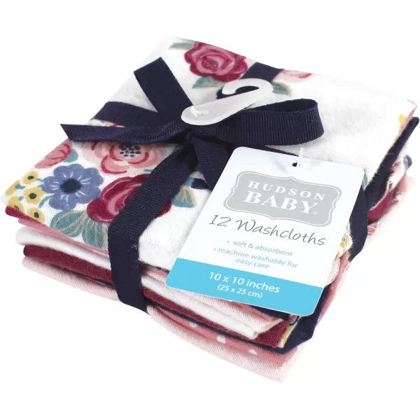 Hudson Baby Unisex Baby Flannel Washcloths, Eucalyptus 10Pk, One Size