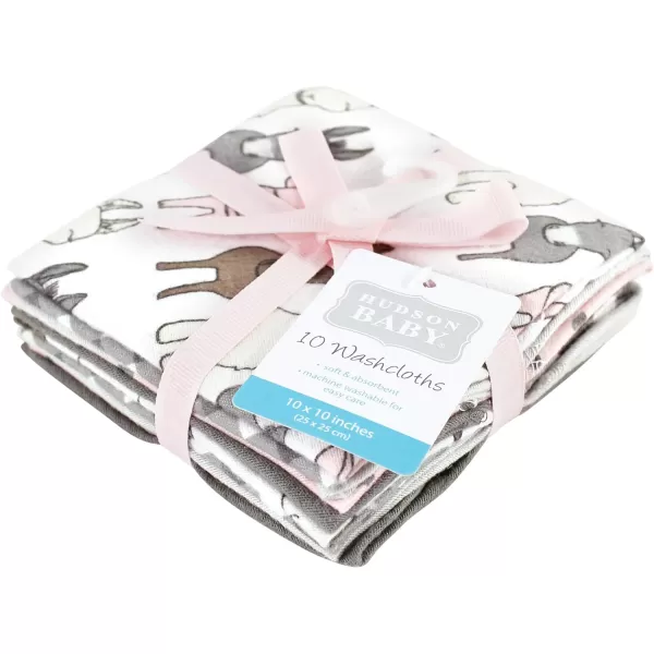 Hudson Baby Unisex Baby Flannel Washcloths, Eucalyptus 10Pk, One Size