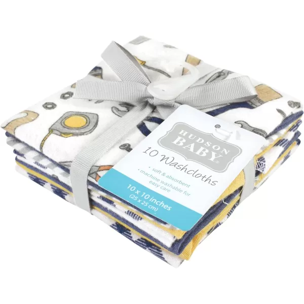 Hudson Baby Unisex Baby Flannel Washcloths, Eucalyptus 10Pk, One Size