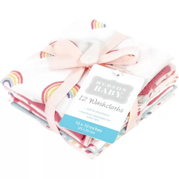 Hudson Baby Unisex Baby Flannel Washcloths, Eucalyptus 10Pk, One Size