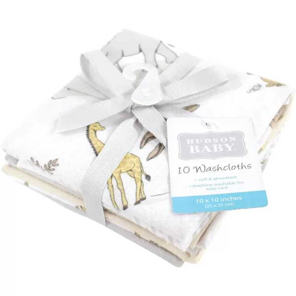 Hudson Baby Unisex Baby Flannel Washcloths, Eucalyptus 10Pk, One Size