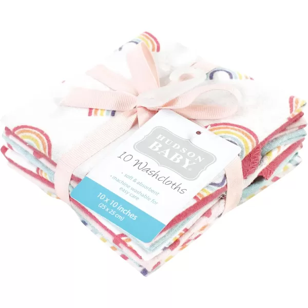 Hudson Baby Unisex Baby Flannel Washcloths, Eucalyptus 10Pk, One Size
