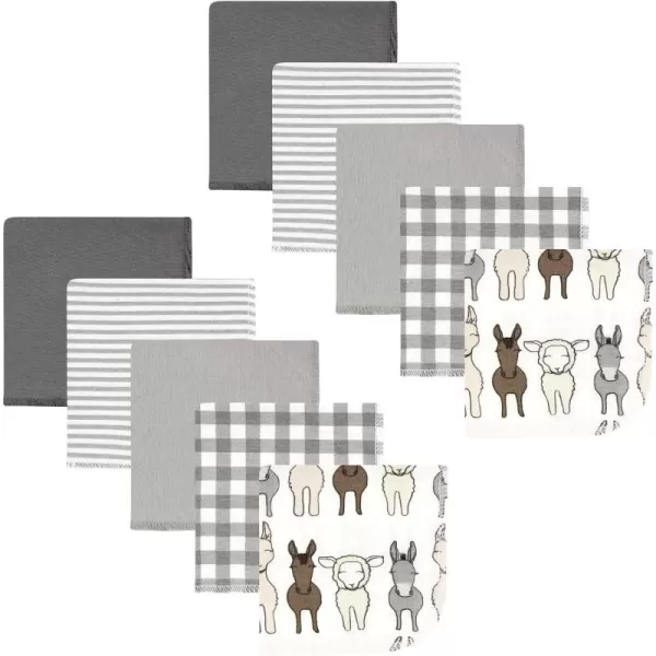 Hudson Baby Unisex Baby Flannel Washcloths, Eucalyptus 10Pk, One Size