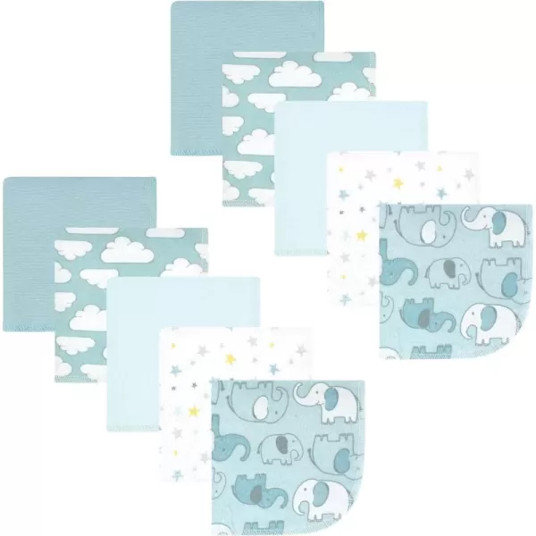 Hudson Baby Unisex Baby Flannel Washcloths, Eucalyptus 10Pk, One Size