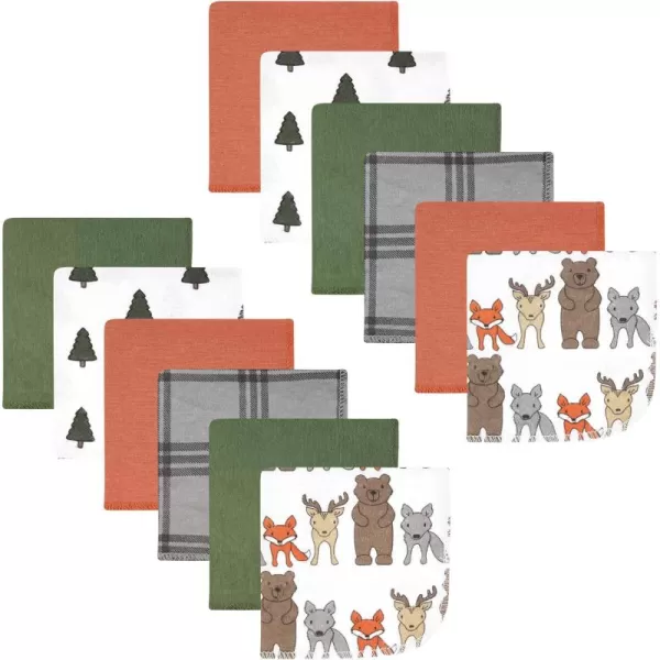 Hudson Baby Unisex Baby Flannel Washcloths, Eucalyptus 10Pk, One Size