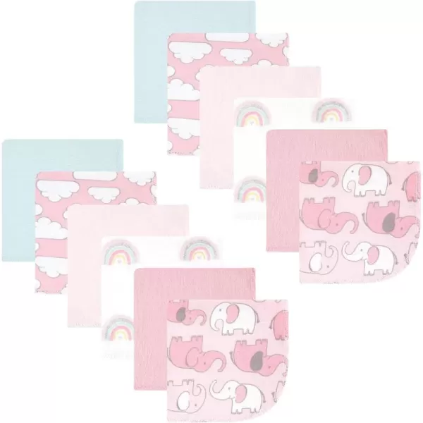 Hudson Baby Unisex Baby Flannel Washcloths, Eucalyptus 10Pk, One Size