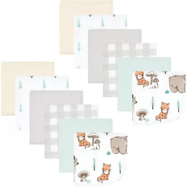 Hudson Baby Unisex Baby Flannel Washcloths, Eucalyptus 10Pk, One Size