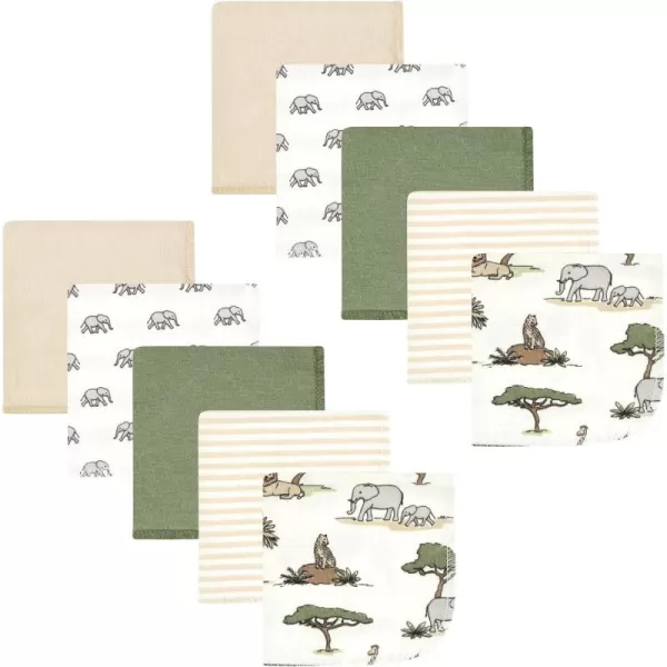 Hudson Baby Unisex Baby Flannel Washcloths, Eucalyptus 10Pk, One Size