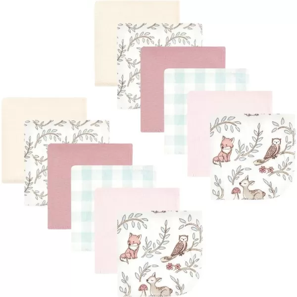 Hudson Baby Unisex Baby Flannel Washcloths, Eucalyptus 10Pk, One Size