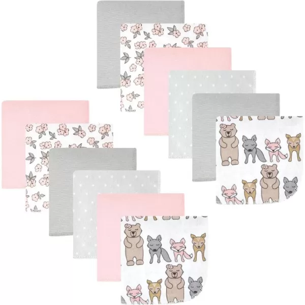 Hudson Baby Unisex Baby Flannel Washcloths, Eucalyptus 10Pk, One Size