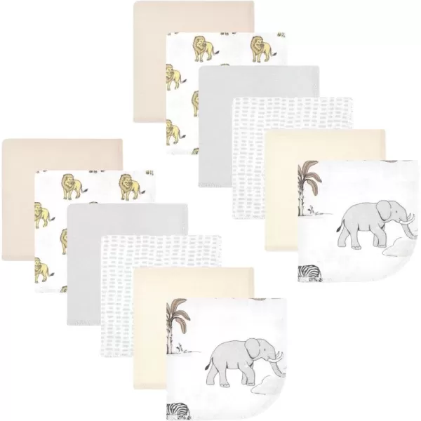 Hudson Baby Unisex Baby Flannel Washcloths, Eucalyptus 10Pk, One Size