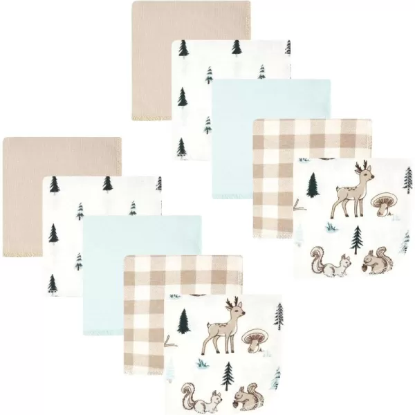 Hudson Baby Unisex Baby Flannel Washcloths, Eucalyptus 10Pk, One Size