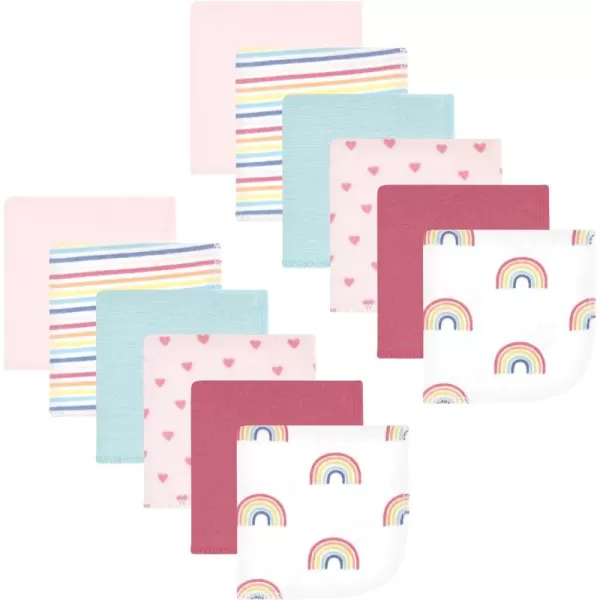 Hudson Baby Unisex Baby Flannel Washcloths, Eucalyptus 10Pk, One Size