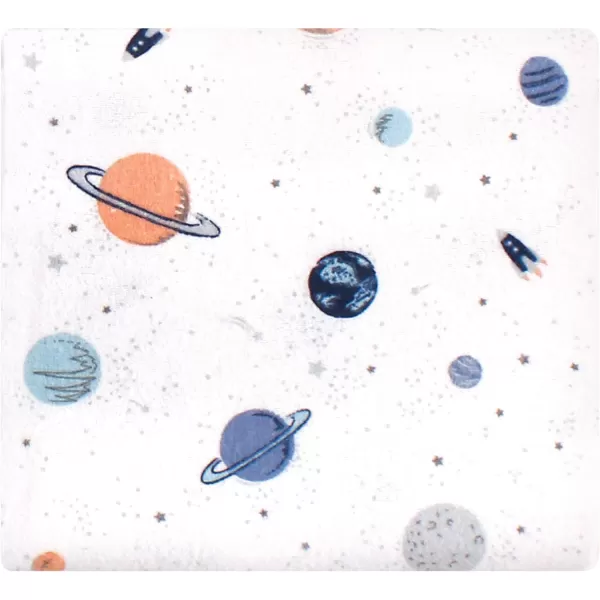 Hudson Baby Unisex Baby Cotton Flannel Receiving Blankets, Rocket Ship, One Size