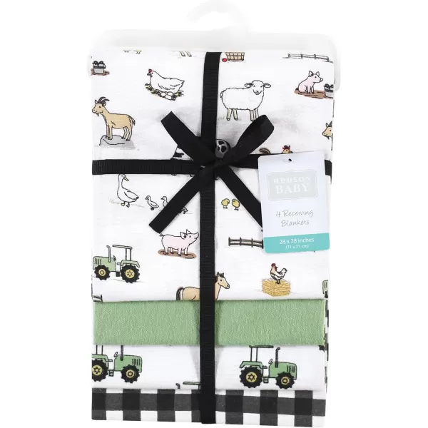 Hudson Baby Unisex Baby Cotton Flannel Receiving Blankets, Rocket Ship, One Size