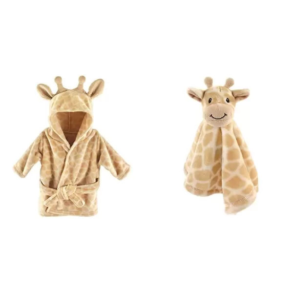 Hudson Baby Animal Face Security Blanket and Plush Animal Face Robe, Giraffe