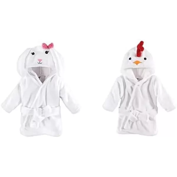 Hudson Baby Boy Plush Animal Face Bathrobe 2-Pack, Blue Plaid Aztec
