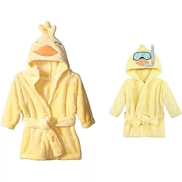 Hudson Baby Boy Plush Animal Face Bathrobe 2-Pack, Blue Plaid Aztec