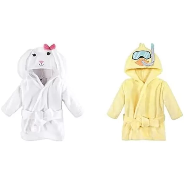 Hudson Baby Boy Plush Animal Face Bathrobe 2-Pack, Blue Plaid Aztec