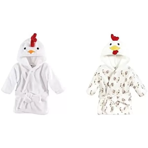 Hudson Baby Boy Plush Animal Face Bathrobe 2-Pack, Blue Plaid Aztec